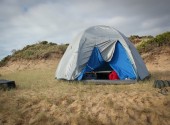 Base Camp! The place to get out of the wind and get warm.